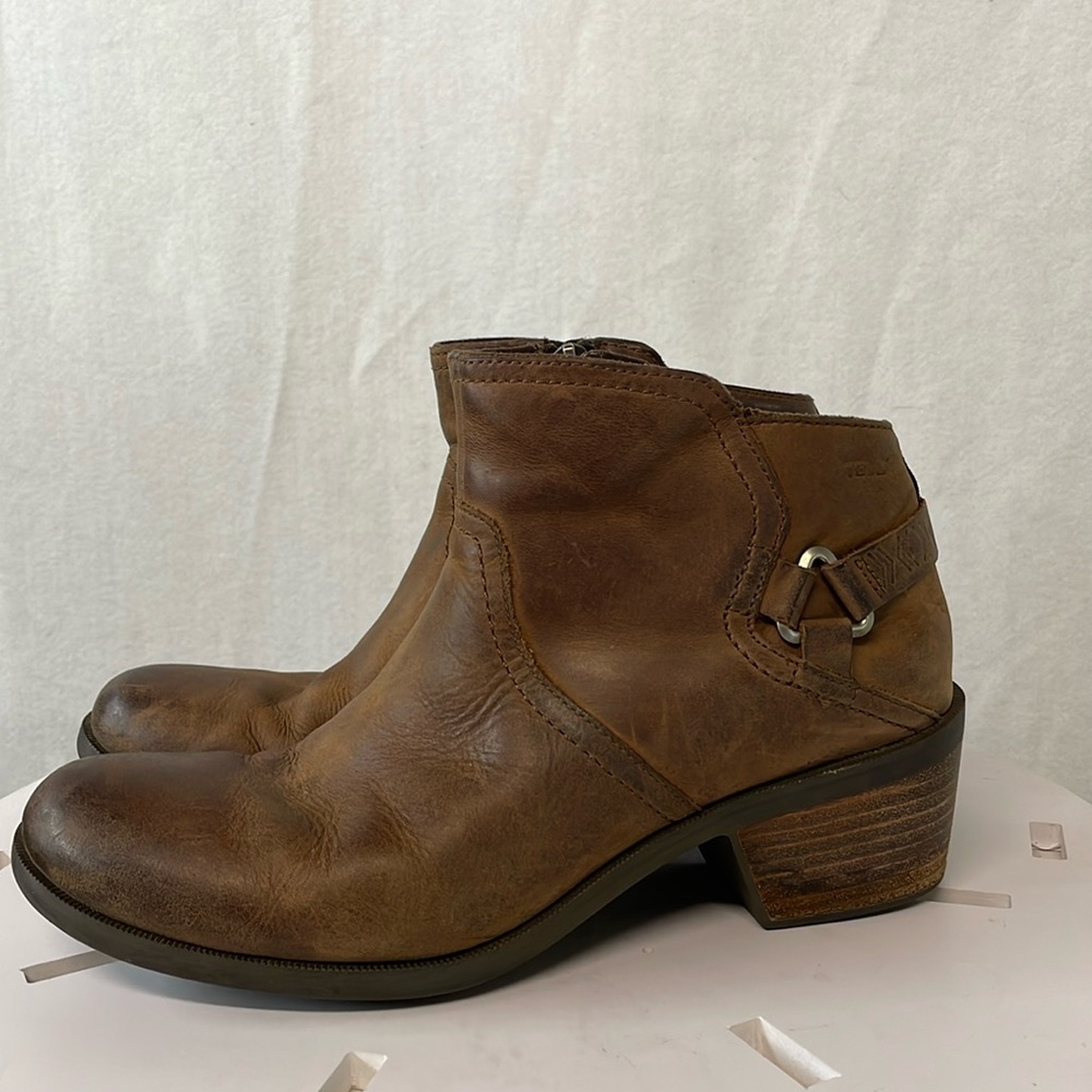 Teva Genuine Leather Waterproof Foxy Ankle Boots Women’s 10 Brown Burnished Toe